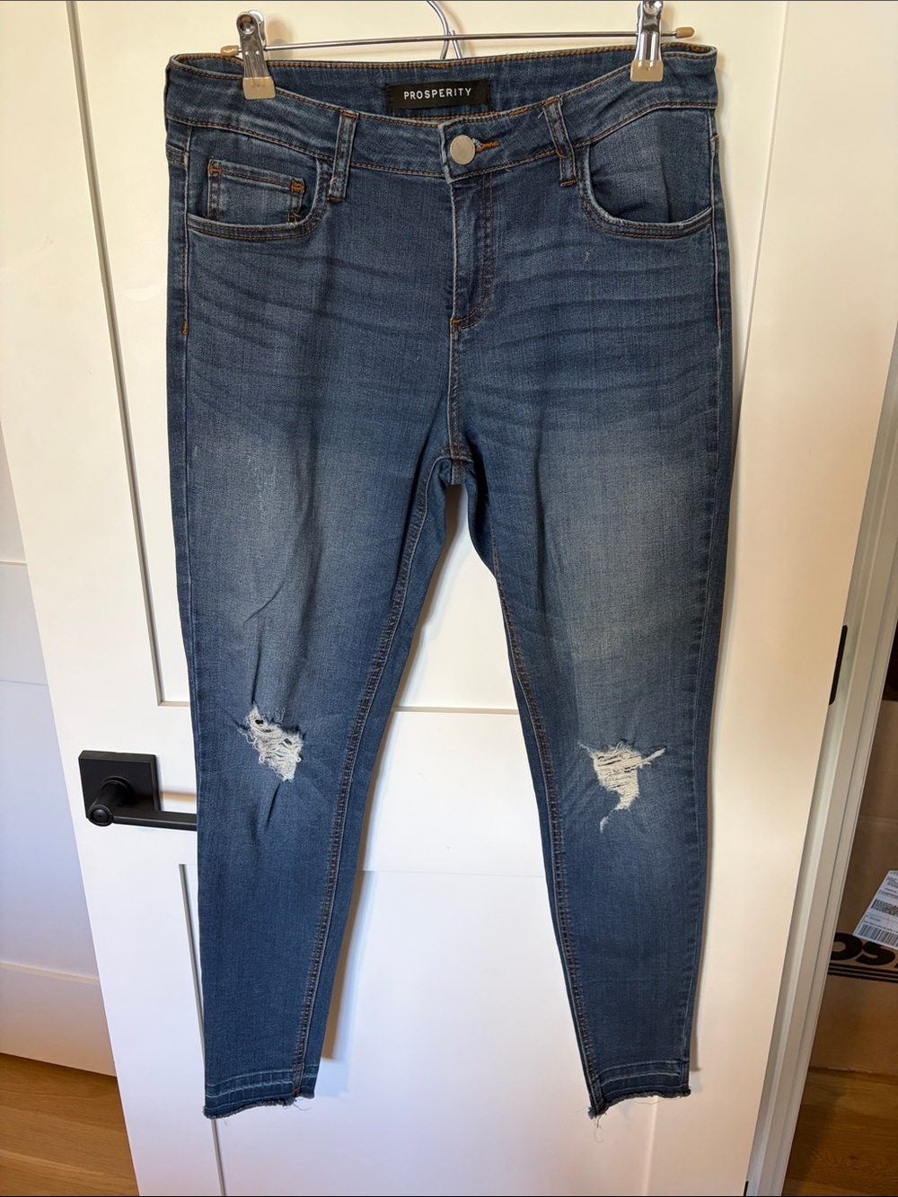 Prosperity Women's Dark Blue Distressed Skinny Jeans